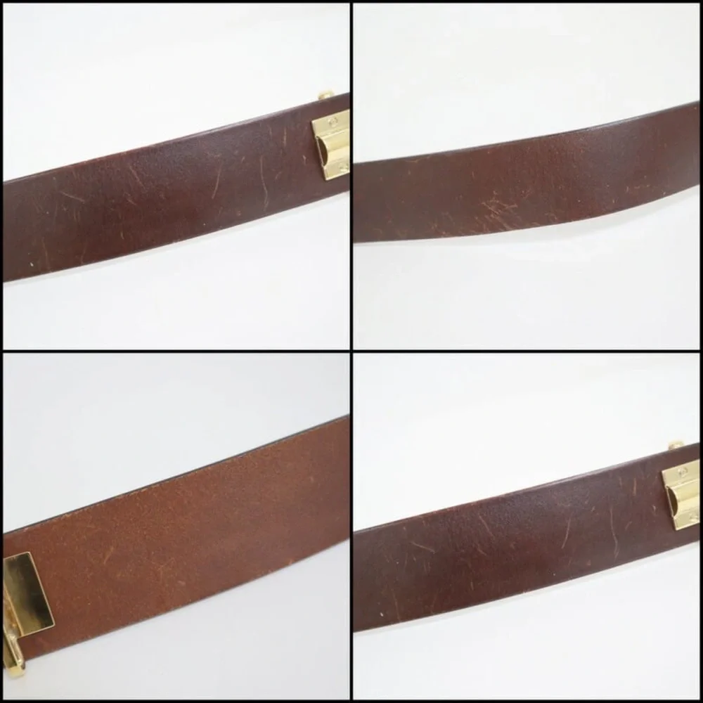 AUTHENTIC CHANEL Brown leather lock belt RARE 2002 runway 75cm